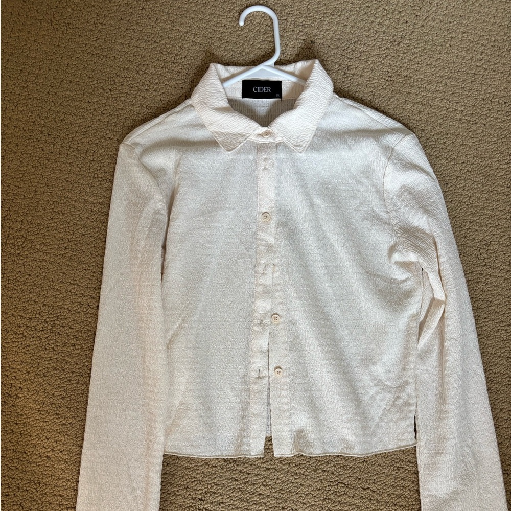 Cider Cream Textured Button-Up Blouse